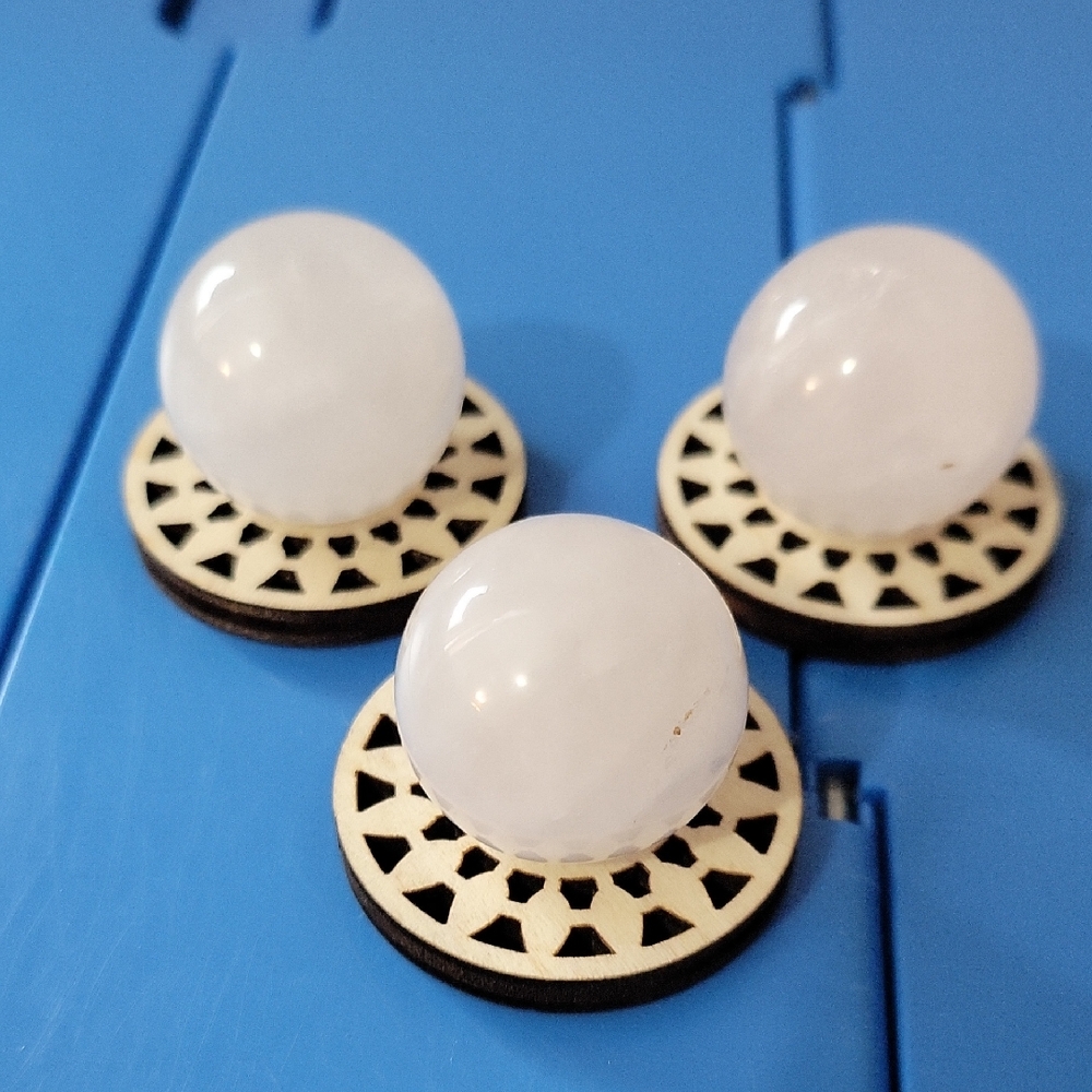 White Agate Crystal Spheres Lot Of 3